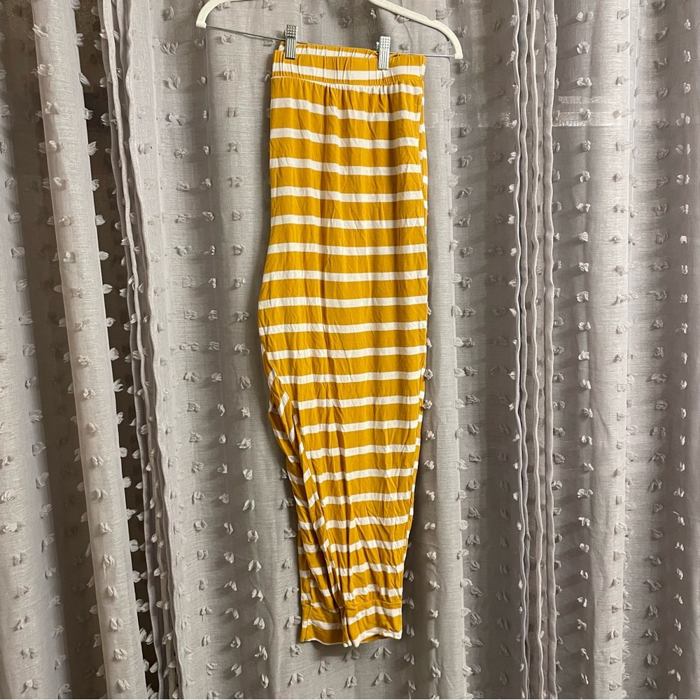 Old Navy Mustard and White Striped Jogger Pajama Lounge Pants